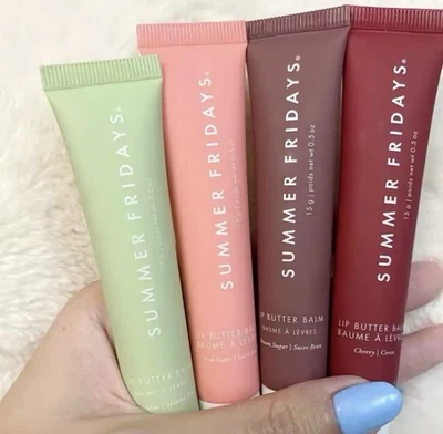 Conjunto completo de bálsamo de manteiga labial Summer Fridays | Estado perfeito, açúcar rosa, açúcar mascavo, cereja - Imagem 1 de 4