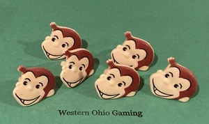 Curious George Face 6 x Plastic Rings Cake Topper Toy READ USED - Picture 1 of 2