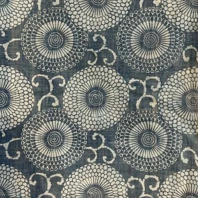 Textil japonés antiguo del siglo XIX - Katazoma índigo 26"x59" Kiku #43 Foto 1 de 3
