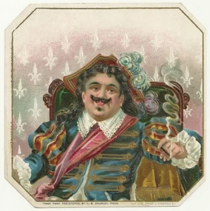 "Cavalier Smoking" Outer Cigar Box Label Heavily Embossed and Gilded H.B.Granley - Picture 1 of 1