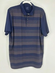 Puma blau grau gestreiftes kurzärmliges Poloshirt mit Kragen Herren Größe Large - Bild 1 von 6