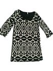Sage Black & Cream Women Long Sleeve Geometric Dress Size Medium