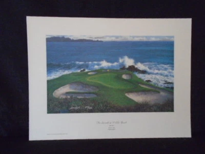 Litografía de edición limitada firmada por Larry Dyke hoyo 7 en Pebble Beach Golf Foto 1 de 4