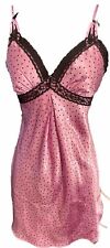 Apt. 9 Intimates Nightgown Silky Sleeveless Small Pink Black Polka Dots