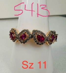 NWT Ring Bomb Party Sz11 RBP Fuchsia Gem Clusters Rose Gold Pl Band - Picture 1 of 10
