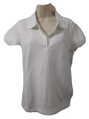 Dickies Girl's Polo Neck Shirt, White Color, Cotton Blend Short Sleeve. SIZE XL - Image 1 of 4