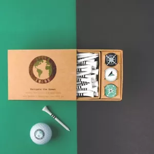 Green Swing Bamboo Golf Tees & Compass Ball Markers | Golf Gift Set - Picture 1 of 8