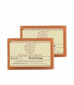 Low Cost Lot of 2 Khadi Natural Herbal Peach Soaps Ayurvedic Skin Face Body - Picture 1 of 2