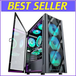 Mid-Tower ARGB Gaming Case with 6 Pre-Installed PWM Fans & Tempered Glass - Picture 1 of 8