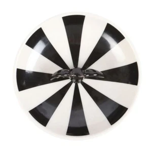 Striped Bat Trinket Dish Gothic Jewelry Holder - Black & White Halloween Decor - Picture 1 of 4