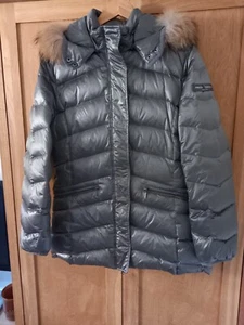 Damen Daunen Winterjacke 42 kapuze silbergrau - Bild 1 von 4