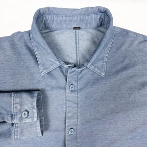 Lululemon Commission River blau Enzymfarbe Langarm geknöpftes Hemd Herren Medium - Bild 1 von 7