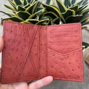 Brown OSTRICH GENUINE LEATHER SKIN CREDIT CARD HOLDER/ WALLET CARD/ CARD HOLDER - Picture 1 of 16