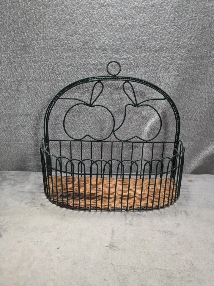 Vintage Apple Basket Metal Rustic Decor Country Farmhouse Hanging Basket 9” Tall - Image 1 of 4