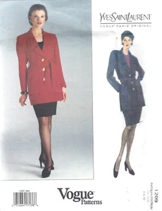 Vogue 1209 uncut pattern 90s Yves Saint Laurent size 6-10 jacket skirt belt - Picture 1 of 2