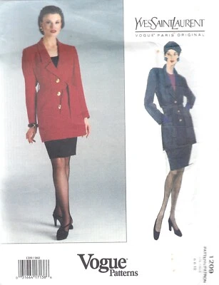 Vogue 1209 uncut pattern 90s Yves Saint Laurent size 6-10  jacket skirt belt - Image 1 of 2