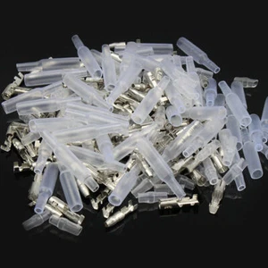 Bullet Connector Motorcycle Brass & Male Wire Terminal 4mm Sheaths Car Crimp - Picture 1 of 3