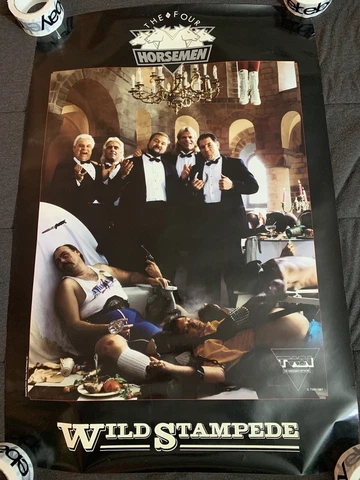 THE FOUR HORSEMAN Wrestling Poster Vintage 1980's NWA WCW Luger Flair Arn Tully Cover