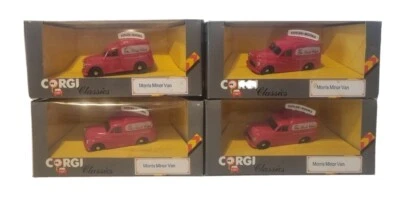 Fleet of 4x Corgi Classics Morris Minor Vans C957/6 - Foyles Books caixa de metal fundido - Imagem 1 de 4