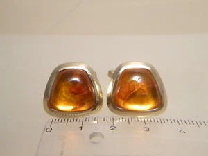70er J. trapezförmige Manschettenknöpfe Bernstein Cabochons AmD Am Double FA 15g - Bild 1 von 21