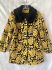 Vintage  "domin"   Yellow Black Embroidered Fuzzy Wool Blend Coat Sz 12