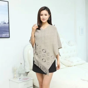 Poncho Stole Cape Shrug Wrap Shawl Jumper Sweater Cloak Cardigan Crochet Diamond - Picture 1 of 41