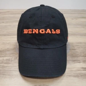 Bengals Spell Out Hat Cap Strap Back 47 Brand Black Cotton Cincinnati Adjustable - Picture 1 of 10