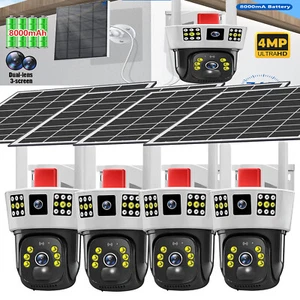 Dual Lens 4K HD WiFi Solar Camera Wireless Outdoor CCTV PTZ Home Security IR Cam - Picture 1 of 27