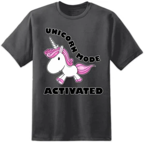 Awesome Mens Unicorn Mode Activated T Shirt Funny Cult Retro T Shirt Cute Ladies - Picture 1 of 9