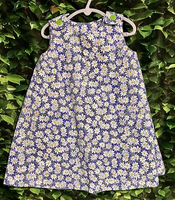 Sleeveless Sun Dress Summer Smock Purple White Daisies Girls 4 - Image 1 of 3
