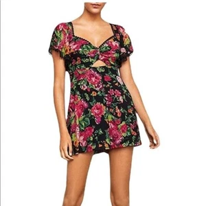 BCBGMaxAzria Floral Cutout Flutter Sleeve Romper Playsuit BCBG - Picture 1 of 8