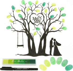 Fingerabdruck Leinwand Hochzeit, Fingerabdruck Hochzeit Baum 30 x 40 cm, Hochzei - Bild 1 von 6