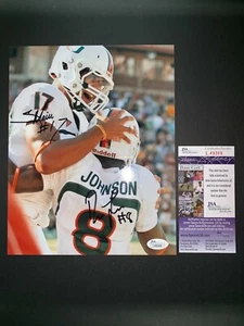 "DUKE" JOHNSON & STEPHEN MORRIS MIAMI HURRICANES SIGNED 8X10 PHOTO W/JSA COA - Picture 1 of 1