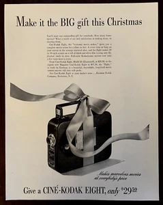 Macchina fotografica KODAK Natale 1940 stampa vintage pubblicità regalo Cine Kodak otto nastri - Foto 1 di 1