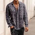 Mens Long Sleeve V Neck Leopard Printed Special Shirt Party Clubwear Tops Blouse