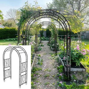 Heavy Duty Iron Garden Arbor Vine Flowers Frame Stand RUST PROOF w/ Floor Prongs - Picture 1 of 15