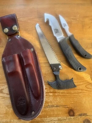 OUTDOOR Edge KODI Skinner, Caper, Saw, Knife Set w/ Leather Sheath, Seki-Japan - Image 1 of 4