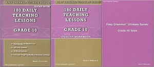 Easy Grammar Ultimate Series: 180 Daily Grade 10 SET of 3-Workbook, Tests, TE - Imagen 1 de 1