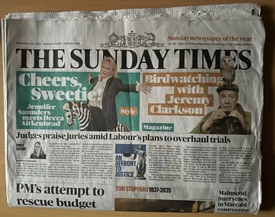 The Sunday Times November 30 2025 | COMPLETE | Keir Starmer | Style | Clarkson - Image 1 of 4