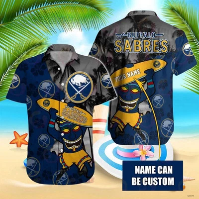 Personalized Buffalo Sabres Tropical Tiki Hawaiian Shirt Hockey Aloha Shirt - Image 1 of 2