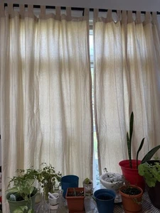 IKEA HANNALILL Curtains 1 Pair Linen 57x98" 304.108.83 NEW 100% cotton Beige - Picture 1 of 2