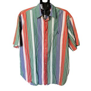 Ralph Lauren Mens XL Colorful Vertical Stripe Cotton Button Short Sleeve Shirt - Picture 1 of 7