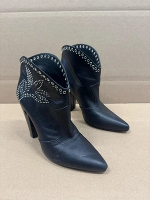 Botas de tacón alto de cuero con tachuelas Golden Goose negras para mujer talla 38 EU Foto 1 de 4