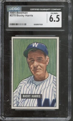 1951 Bowman Baseball Set-Break #275 Bucky Harris RC Rookie EX-NM+ CGC 6.5 - Image 1 of 2