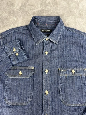 Banana Republic Heritage Denim Shirt Men’s Large Dark Button Down Long Sleeve - Image 1 of 4