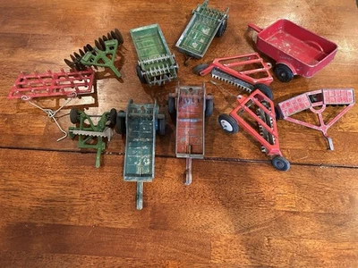 Vintage Ertl Metal Farm Implements Lot - Wagons Spreaders Plows 1950s–80s - Image 1 of 4