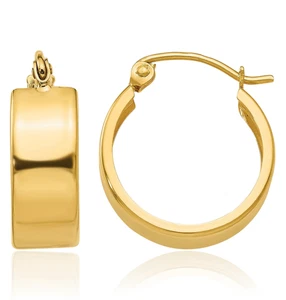 14K Solid Yellow Gold Small Hoop Earrings - Picture 1 of 11