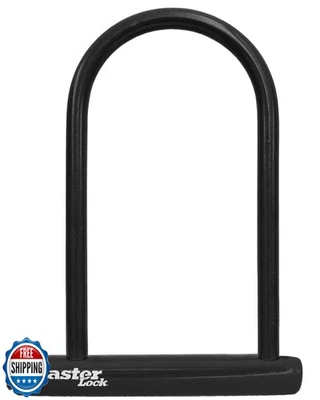 Master Lock Black Bike Lock with Key, Standard Size U-Lock for Bicycles and O - Image 1 of 4