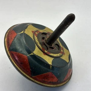 Vintage Tin Children’s Spinning Top In Gold Red Green Japan - Picture 1 of 8