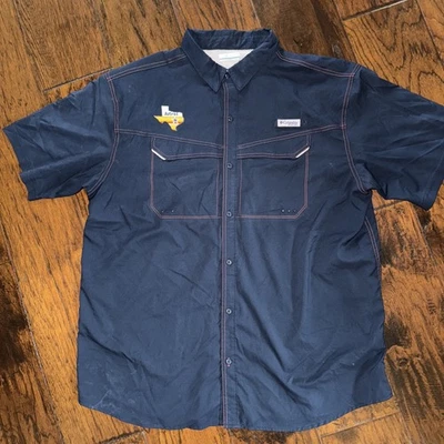 Camisa Columbia Houston Astros PFG Para Hombre Talla XXL Azul Naranja Ventilada Botón Dow Foto 1 de 4